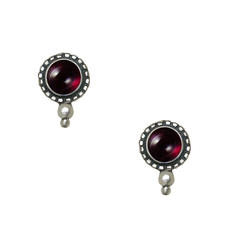 Sterling Silver Garnet Post Stud Earrings